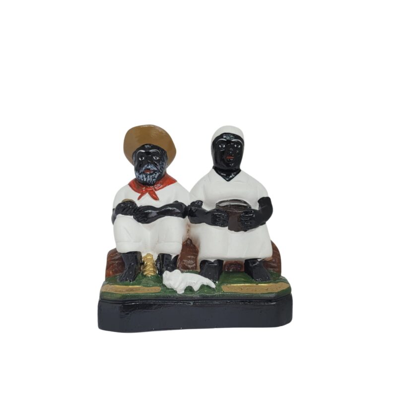 Imagem Casal Preto Velho e Preta Velha Em Gesso 20 Cm