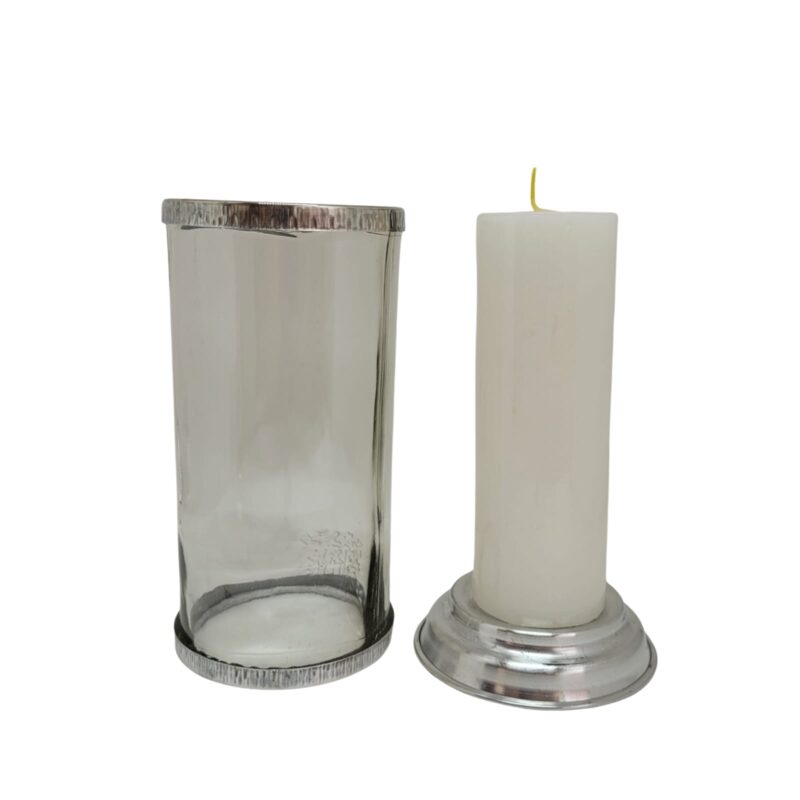 Porta vela 7 Dias Vidro Alumínio Anti Chamas Castiçal