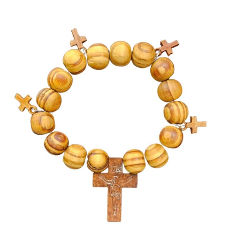 Pulseira Madeira com Crucifixo