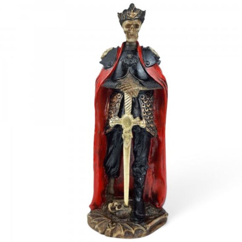 Escultura Exu Guardiâo Esqueleto Preto Vermelho 25cm