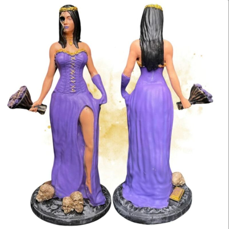 Pomba Gira Rosa Caveira 24 cm - Resina - Roxa