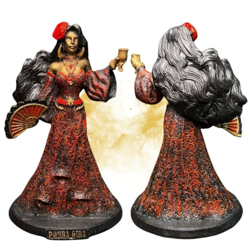 Pomba Gira Rosa Caveira 24 cm - Resina - Vermelha