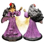 Pomba Gira Rosa Caveira 24 cm - Resina - Roxa com leque