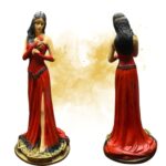 Pomba Gira Rosa Caveira 22 cm - Resina - Vermelha com rosa