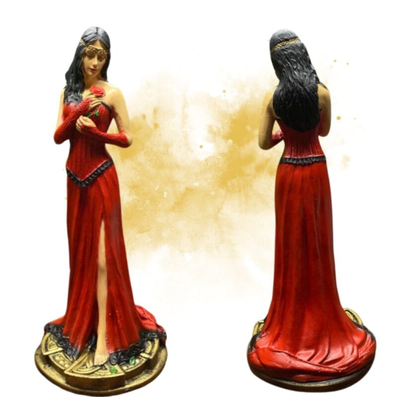 Pomba Gira Rosa Caveira 22 cm - Resina - Vermelha com rosa