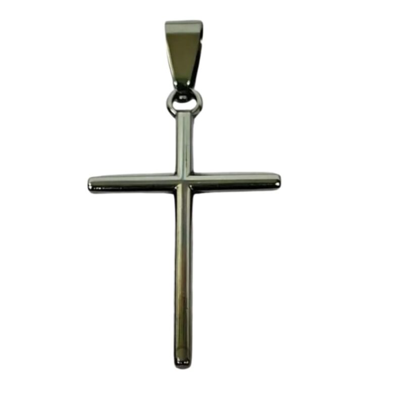 Pingente Aço Inox 316L Prateada Cruz Lisa