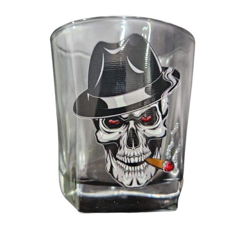 Copo De Whisky Exu Caveira + Dose Pintado Umbanda Candomblé Preto