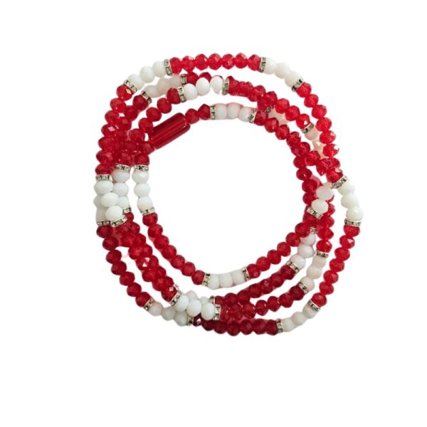Guia de cristal 8mm 60 cm - Branco Vermelho - Image 2