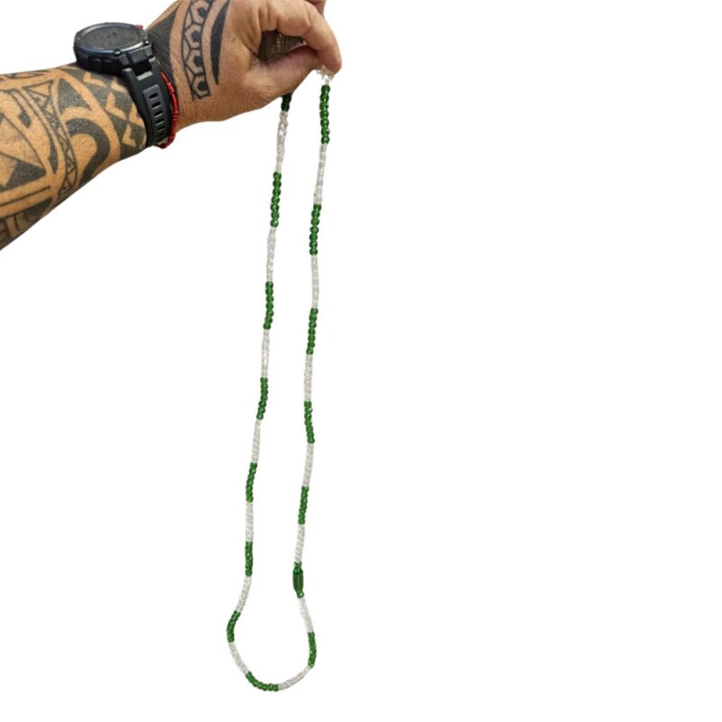 Guia de cristal 8mm 60 cm - branca e verde