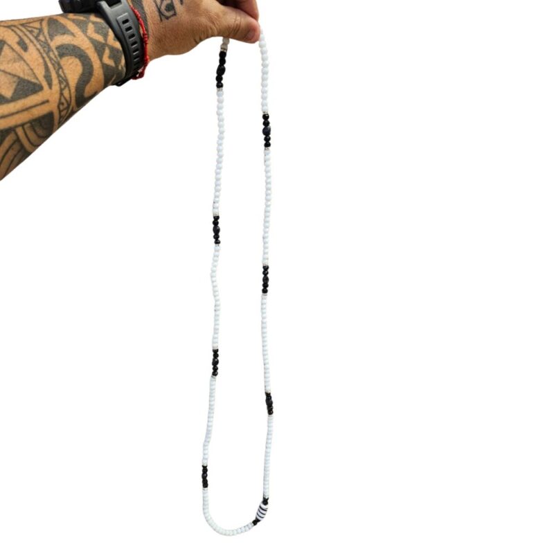 Guia de cristal 8mm 60 cm - Branco com preto