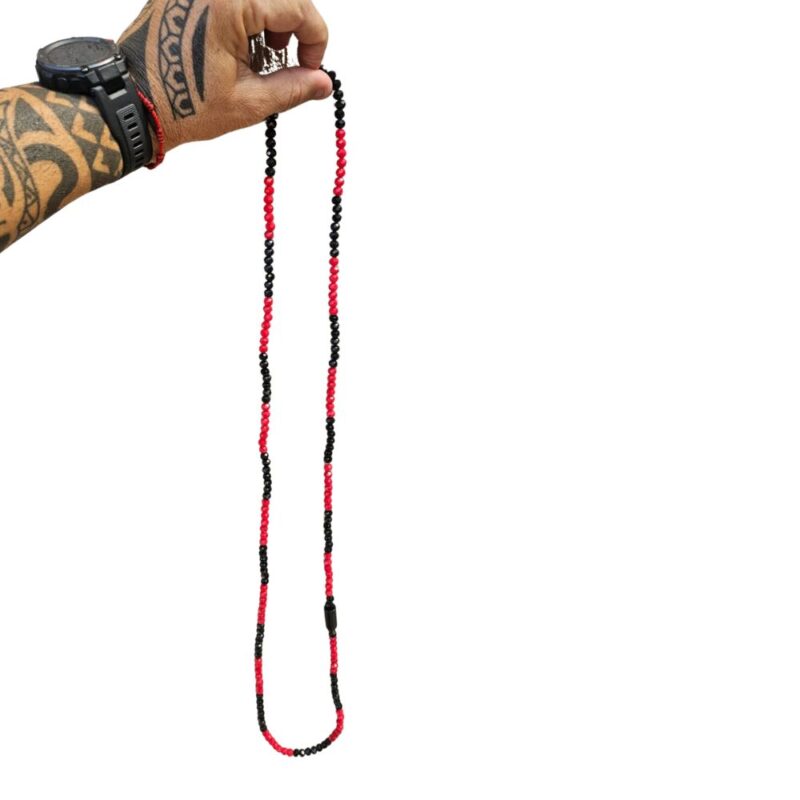 Guia de cristal 8mm 60 cm - Vermelho e Preto