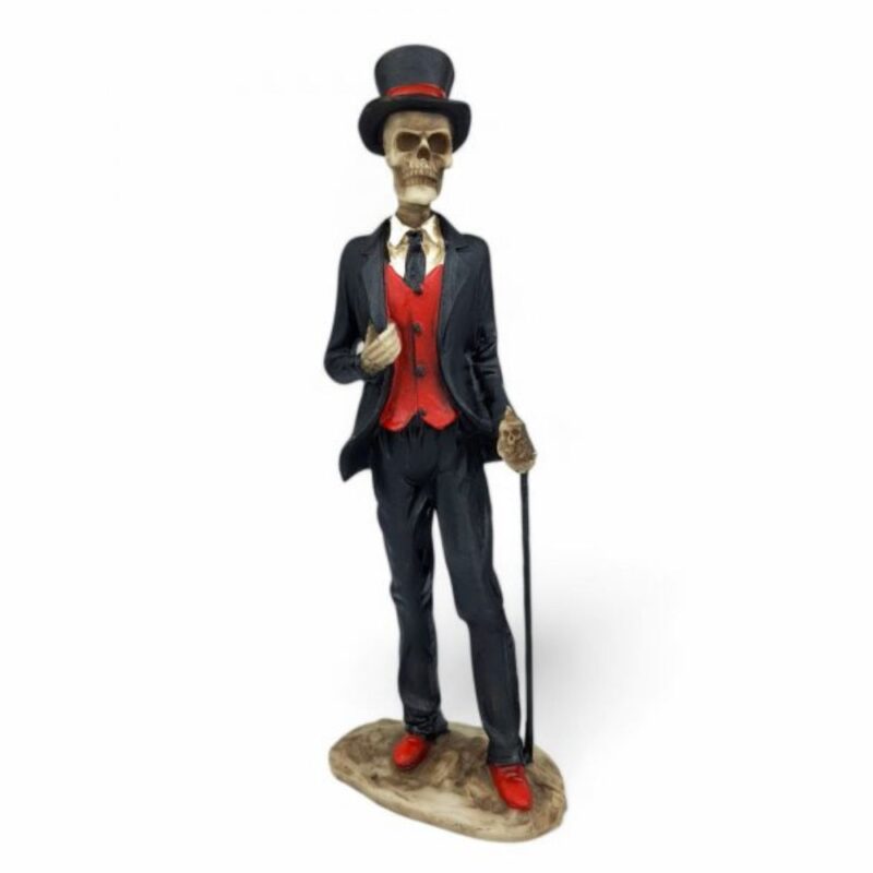 Imagem Orixa Exu Caveira Tranca Rua Enfeite Decorativo 24cm Cor Preto