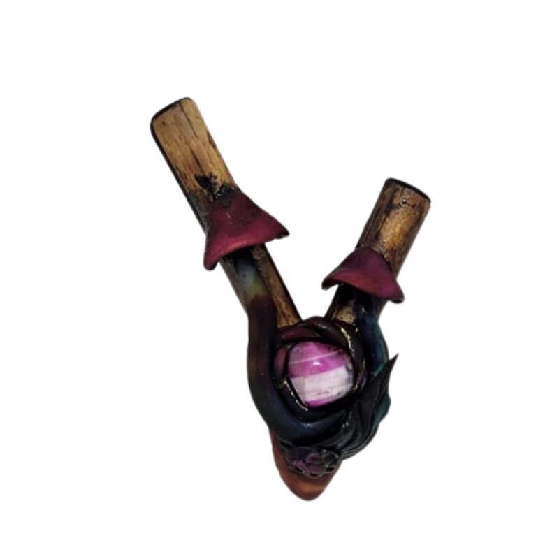 Kuripe autoaplicador de rapé - Roza com cogumelos