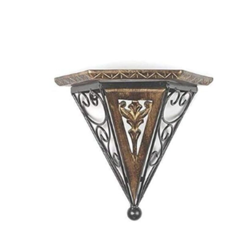 Suporte de parede decorativo para interior em madeira e ferro forjado para sala de estar.