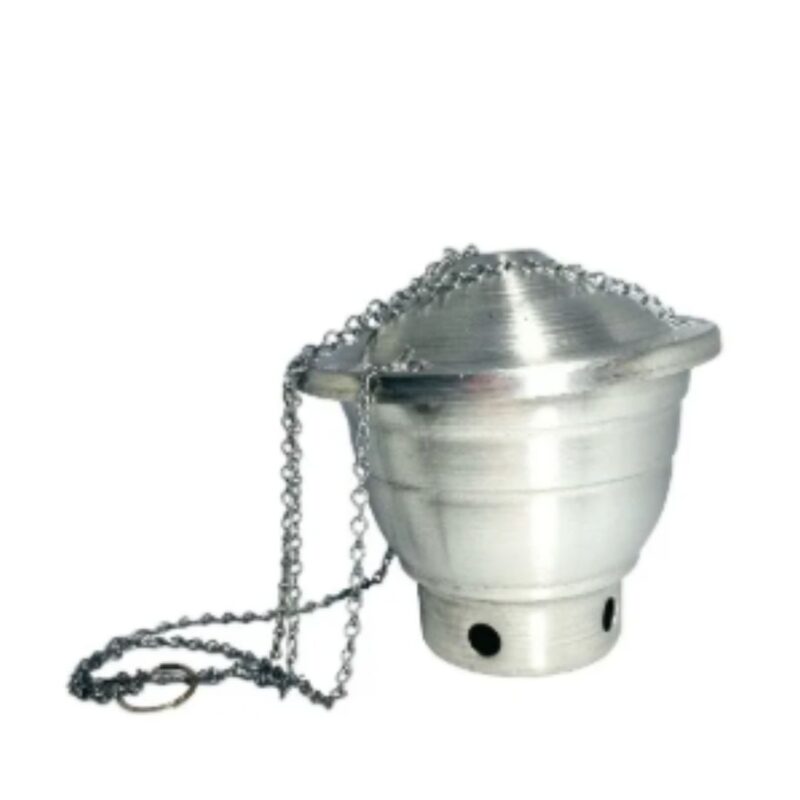 Turíbulo Incensário Defumador Alumínio 12cm Umbanda Prateado